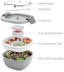 Bentgo Salad BPA-Free Lunch Container with Large 54-oz Salad Bowl, 3-Compartment Bento-Style Tray for Salad Toppings and Snacks, 3-oz Sauce Container for Dressings, and Built-In Reusable Fork (Blue)