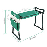 TomCare Garden Kneeler Seat Garden Bench Garden Stools Fordable Stool with Tool Bag Pouch EVA Foam Pad Outdoor Portable Kneeler for Gardening(Large-21.65" x 10.62" x 18.89",Green)