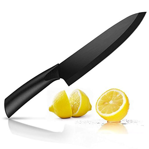 Ceramic Chef’s Knife – Best & Sharpest 8-inch Black Professional Kitchen Knife – Latest & Hardest Blade That Doesn’t Need Sharpening for Years – Comes with FREE Stylish Blade Cover/Case