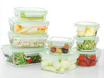 Kinetic Glass Food Storage Containers with Lids - 18 Piece - GlassWorks Meal Prep Containers, Airtight and Leakproof with Portion Control Containers,BPA Free & FDA Approved(9 Containers & 9 Lids)