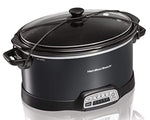 Hamilton Beach Programmable Slow Cooker, 7-Quart with Lid Latch Strap, Black (33474)