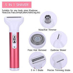 MOSCHOW 5-in-1 Ladies Electric Shaver for Women, Cordless Rechargeable Women Electric Razor Bikini Trimmer Body Hair Removal for Bikini Area Nose Armpit Arm Leg