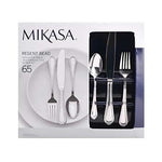 Mikasa 5081086 Regent Bead 65-Piece 18/10 Stainless Steel Flatware Set with Serving Utensil Set, Service for 12