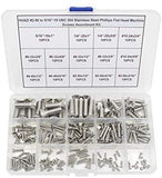 HVAZI #2-56 UNC Stainless Steel Phillips Flat Head Machine Screws Nuts Assortment Kit