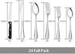 24 Piece Silverware Teivio  Set, Flatware Utensils Set Mirror Polished, Dishwasher Safe Service for 4, Include Knife/Fork/Spoon/Steak Knife/Wire Mesh Steel Cutlery Holder Storage Trays (Silver)