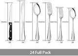 24 Piece Silverware Teivio  Set, Flatware Utensils Set Mirror Polished, Dishwasher Safe Service for 4, Include Knife/Fork/Spoon/Steak Knife/Wire Mesh Steel Cutlery Holder Storage Trays (Silver)