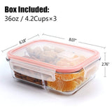 Glass Meal Prep Containers 3 Compartment, MCIRCO Food Storage Container Set with Airtight Locking Lids - Portion Control - Microwave, Freezer, Oven & Dishwasher Safe - BPA Free Containers