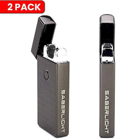 Saberlight 2 Pack - Rechargeable Flameless Plasma Beam Lighter - Electric Lighter - Plasma Lighter - Rechargeable - no Butane - splashproof - Windproof