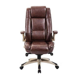 Worpson High Back Bonded Leather Executive Office Chair - Flip-up Arms, Adjustable Recline Locking Mechanism, Thick Padding and Lumbar Support Task Chair - Brown