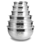 Mixing Bowls Stainless Steel, Thickened Premium Nesting Bowls by Umite Chef, Matte and Mirror Finish, For Healthy Meal, Nesting and Stack able, Set of 6 Sizes 1.59, 2.11, 2.85, 3.59, 4.65, 5.50 QT