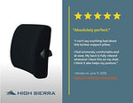 High Sierra HS1434 Full Size Ergonomic Back Support Pillow Relieves Painful Pressure Points Premium Memory Foam Lumbar Cushion for Office Chair, Car, SUV Fits Most Seats