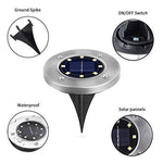 12 Pack Solar Powered Ground Lights, 8LED Solar Pathway Lights Solar Powered Disk Garden Light Solar Lawn Lights, Outdoor Waterproof Solar Patio Landscape Lighting for Deck Yard Walkway-White (12)