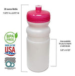 Rolling Sands 20 Ounce Sports Water Bottles 24 Pack, BPA-Free, Made in USA, Dishwasher Safe