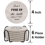 Coasters for Drinks | Absorbent Drink Coaster (6-Piece Set with Holder) | Housewarming Hostess Gifts, Man Cave House Warming Presents Decor, Wedding Registry, Living Room Decorations, Cool Gift Ideas