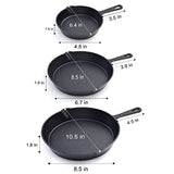 HUFTGOLD Cast Iron Skillet 3-Piece Set, Kitchen Pre-Seasoned Cast Iron Skillet Pan Set, 10-Inch, 8-Inch & 6-Inch Cookware Set