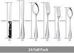 24-Piece Silverware Set, Flatware Set Mirror Teivio  Polished, Dishwasher Safe Service for 4, Include Steak Knife/Fork/Spoon