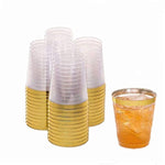 LydtCo. - 10oz Plastic Cups with Gold Rim | 100 pack| 10oz/300ml | For Weddings, Anniversaries, Birthdays, Special Events | Premium and Elegant | Wine, Juices, and other Beverages | BPA Free