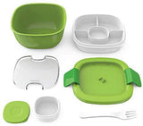 Bentgo Salad BPA-Free Lunch Container with Large 54-oz Salad Bowl, 3-Compartment Bento-Style Tray for Salad Toppings and Snacks, 3-oz Sauce Container for Dressings, and Built-In Reusable Fork (Blue)