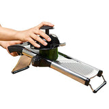 Mandoline Slicer by Simplify Fresh - Premium Stainless Steel Metal, Adjustable Vegetable Cutter Blade, Cut-Resistant Gloves - Safe Handheld Chopper Makes Easy Thin or Thick Veggies & Julienne