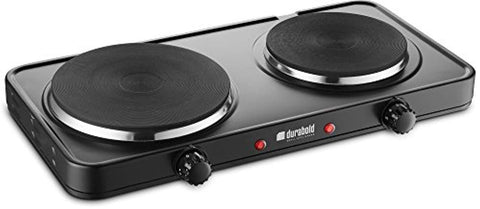 Kitchen Countertop Cast-Iron Double Burner - Stainless Steel Body – Sealed Burners - Ideal for RV, Small Apartments, Camping, Cookery Demonstrations, or as an Extra Burner – by Durabold