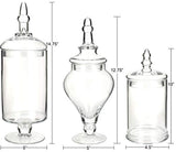 Mantello Decor Glass Apothecary Jars (Clear, Medium, Set of 3)