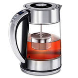 CISNO 2 in 1 Electric Tea Kettle With Infuser, Glass and Stainless Steel Body with Variable Temperature Control, Cordless, 1500W 1.7L (BPA-Free) Perfect for Loose Leaf Tea, Blooming Tea