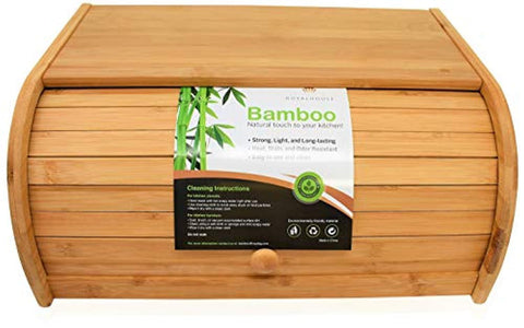 Natural Bamboo Roll Top Bread Box Kitchen Food Storage - (Assembly Required)