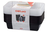 ChefLand One Compartment Microwavable Plastic Food Container with Lid Bento Box, Meal Prep Food Containers, Food Storage and Portion Control, Takeaway boxes Black, 10-Pack