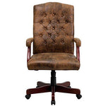 Flash Furniture Bomber Brown Classic Executive Swivel Office Chair with Arms