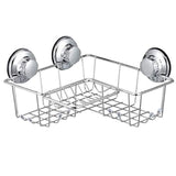 iPEGTOP Suction Cup Corner Shower Caddy Bath Shelf - Combo Organizer Basket Holder with Soap Dish and 8 Hooks - Rustproof Stainless Steel for Bathroom Storage