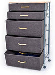 URFORESTIC Drawer Storage Organizer Unit W/Easy Pull Fabric Bins, Wood Top Dresser Steel Frame Cabinet Rolling Cart for Bedroom, Entryway, Hallway, Dresser Storage Tower (6 Drawer)