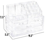 Clear Cosmetic Storage Organizer - Easily Organize Your Cosmetics, Jewelry and Hair Accessories. Looks Elegant Sitting on Your Vanity, Bathroom Counter or Dresser. Clear Design for Easy Visibility.