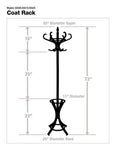 Headbourne 8000 Floor Standing Hat and Coat Rack with Umbrella Stand, Wood with Dark Walnut Paint Finish