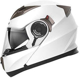 YEMA Helmet Unisex-Adult Motorcycle Racing Modular DOT Street Helmet (White, S)