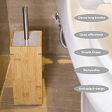 COSTOM Toilet Brush Compact Bamboo Toilet Bowl Brush and Holder with Stainless Steel Handle for Bathroom Toilet - Space Saving, Deep Cleaning, Covered Brush