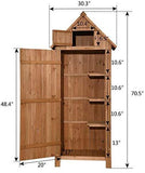 MCombo Outdoor Storage Cabinet Tool Shed Wooden Garden Shed Organizer Wooden Lockers with Fir Wood (70") (Natural)