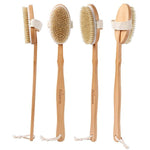 Dry Brushing Body Brush Set - Best for Cellulite, Lymphatic Drainage & Skin Exfoliating - Natural Bristle Spa Kit - Long Handle Back Scrubber, Massager & Face Exfoliator for Radiant Skin