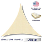 Windscreen4less 8' x 8' x 8' Sun Shade Sail Canopy in Beige with Commercial Grade (3 Year Warranty) Customized