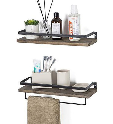 SODUKU Floating Shelves Wall Mounted Storage Shelves for Kitchen, Bathroom,Set of 2 Brown