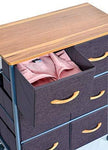 URFORESTIC Drawer Storage Organizer Unit W/Easy Pull Fabric Bins, Wood Top Dresser Steel Frame Cabinet Rolling Cart for Bedroom, Entryway, Hallway, Dresser Storage Tower (6 Drawer)