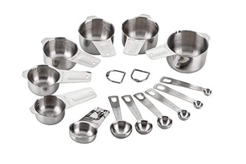 Kitchen Essentials 13 piece Stainless Steel Measuring Cups & Spoons Set, 7 Measuring Cups and 6 Measuring Spoons