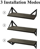 BAYKA Floating Shelves Wall Mounted, Rustic Wood Wall Shelves Set of 3 for Bedroom, Bathroom, Living Room, Kitchen