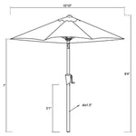 C-Hopetree 11' Patio Outdoor Market Umbrella with Crank Winder, Fiberglass Rib Tips, Push Button Tilt, Aqua Blue