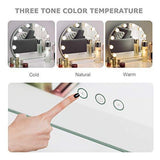 Tangkula Makeup Vanity Mirror with Light, Hollywood Style Mirror with Base Touch Screen High Definition Cosmetic Mirror with 10 LED Dimmable Bulbs 3 Color Lighting Modes, Tabletop Frameless Mirror