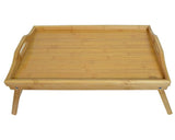 Vina Bamboo Bed Breakfast Tray Table with Folding Legs and Both Sides Handle, 19" L x 12" W x 9" H, Best for Food Dish Plates & Laptop Computer