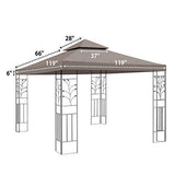 Replacement 10'X10'Gazebo Canopy top Patio Pavilion Cover Sunshade plyester Double Tiers-Taupe