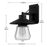 Globe Electric Bowery 1-Light Outdoor Indoor Wall Sconce, Matte Black, Clear Glass Shade 44176