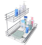 TQVAI Pull Out Under Sink Cabinet Organizer 2 Tier Slide Wire Shelf Basket - 11.49W x 17.08D x 11.85H - Request at Least 12 inch Cabinet Opening