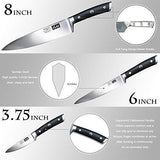 SHAN ZU Chef Knife Paring Fruit Knife Utility Knives Set 3 piece Cutlery Kitchen Cooking Chef Knives Professional Ultra Sharp German Stainless Steel Blade for Home Restaurant Travel