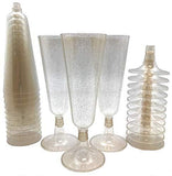 140 pc Plastic Classicware Glass Like Champagne Wedding Parties Toasting Flutes Party Cocktail Cups (Silver Rim)